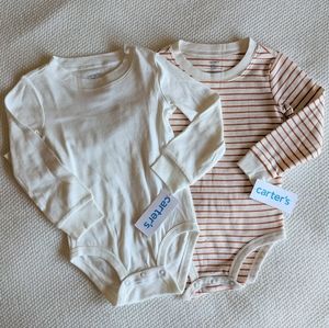 🌟 3 for $15🌟 NWT 2pc Carter's long sleeve onesies 24months